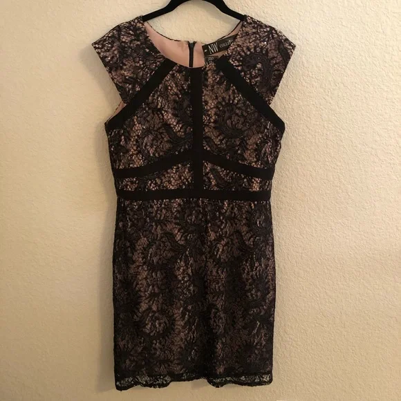 Night Way Collections | Dresses | Night Way Collections New Black Lace  Sequin Cocktail Dress Size Nwt | Poshmark